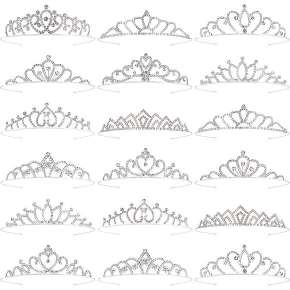 18 Pcs Silver Tiara Crown Set for Women Girls Elegant Rhinestone Accessory main image 4